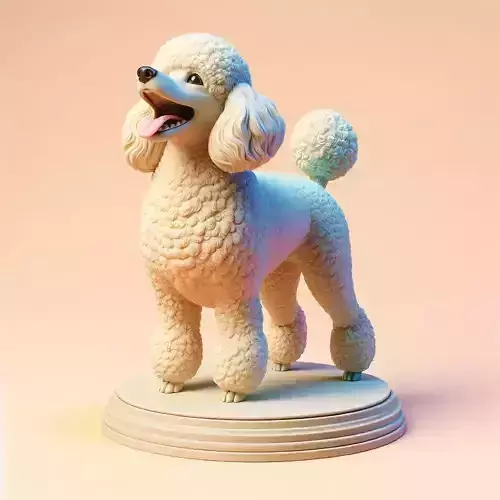795 Laughing Poodle Totem  Full Body 3D Model  pug