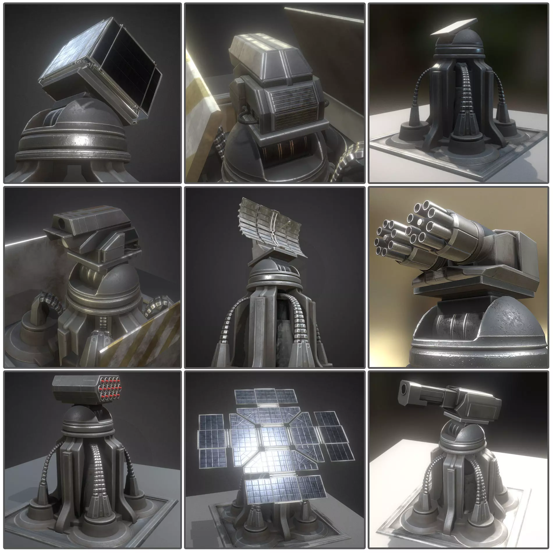 Futuristic Tower Collection Low-poly 3D model_0