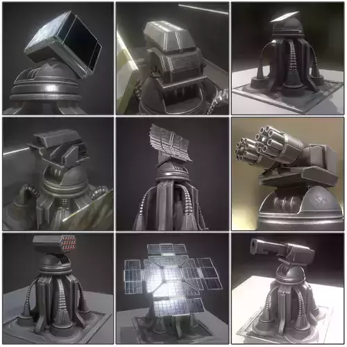 Futuristic Tower Collection Low-poly 3D model