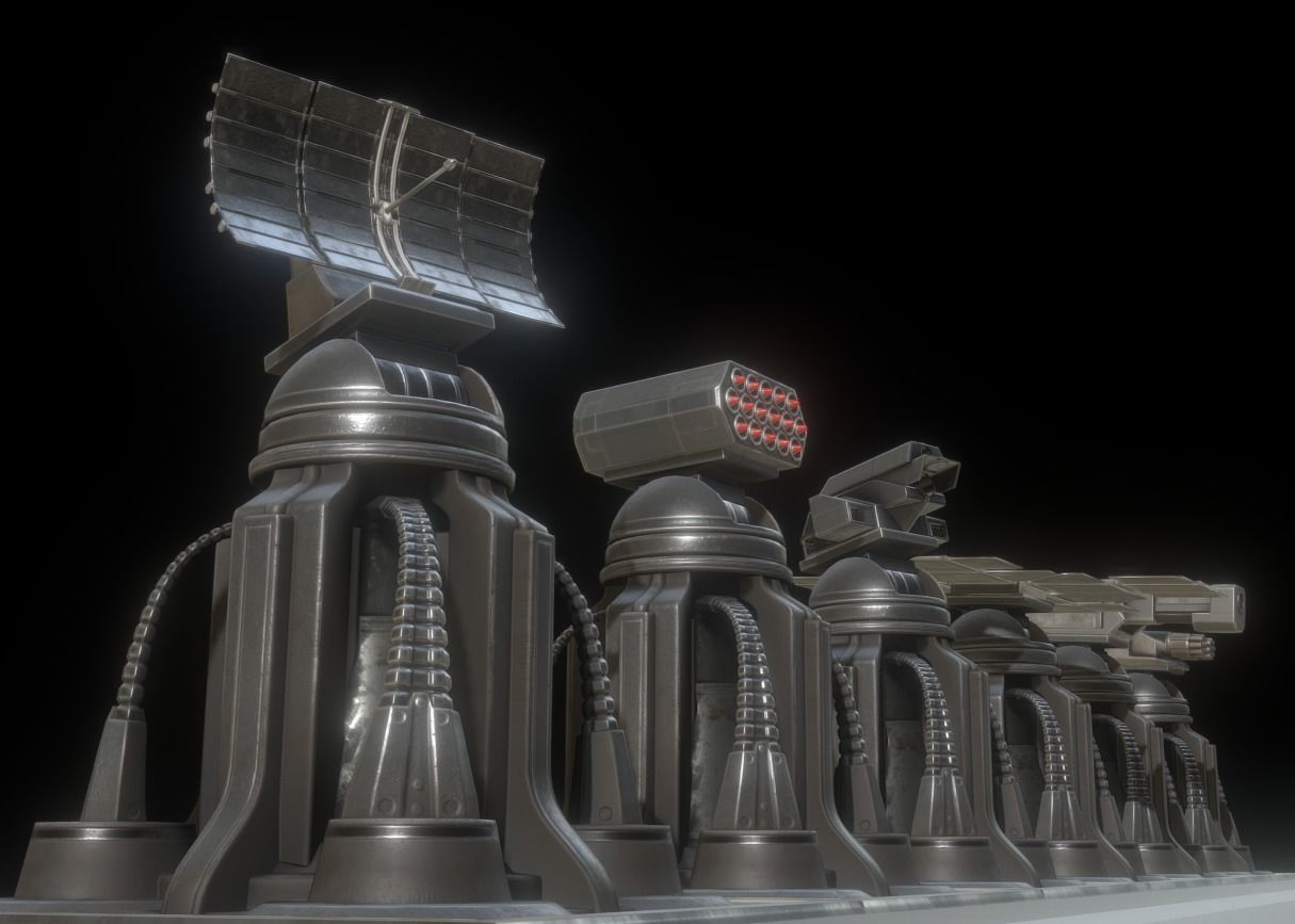 Futuristic Tower Collection Low-poly 3D model_6