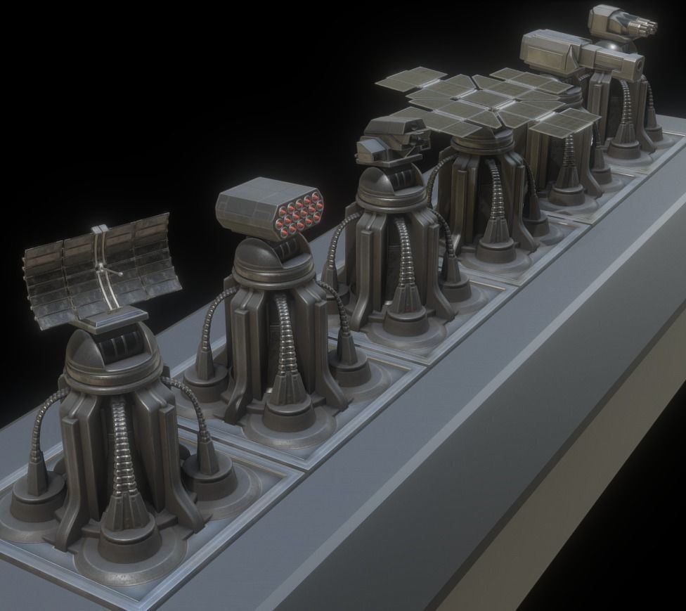 Futuristic Tower Collection Low-poly 3D model_4