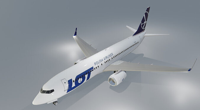 LOT Polish Airlines 737-800 low poly 3D model with cockpit  Low-poly 3D model