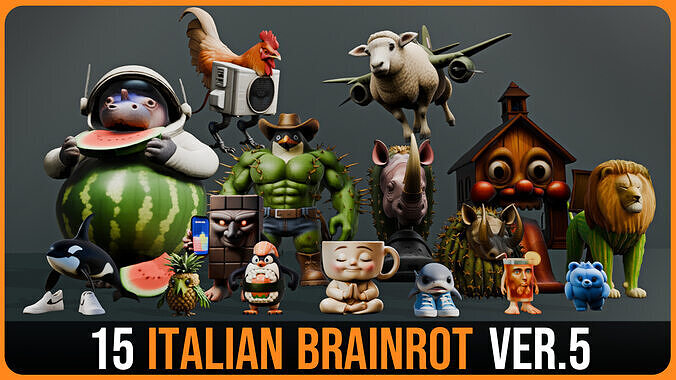 16 Italian Brainrot Collection - Version 5 Low-poly 3D model