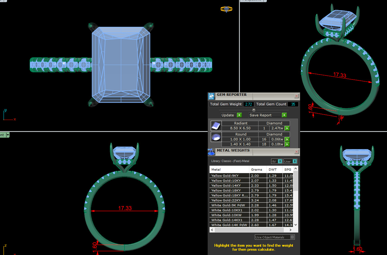 RADIANT DIAMOND RING -CAD-002 3D model_13