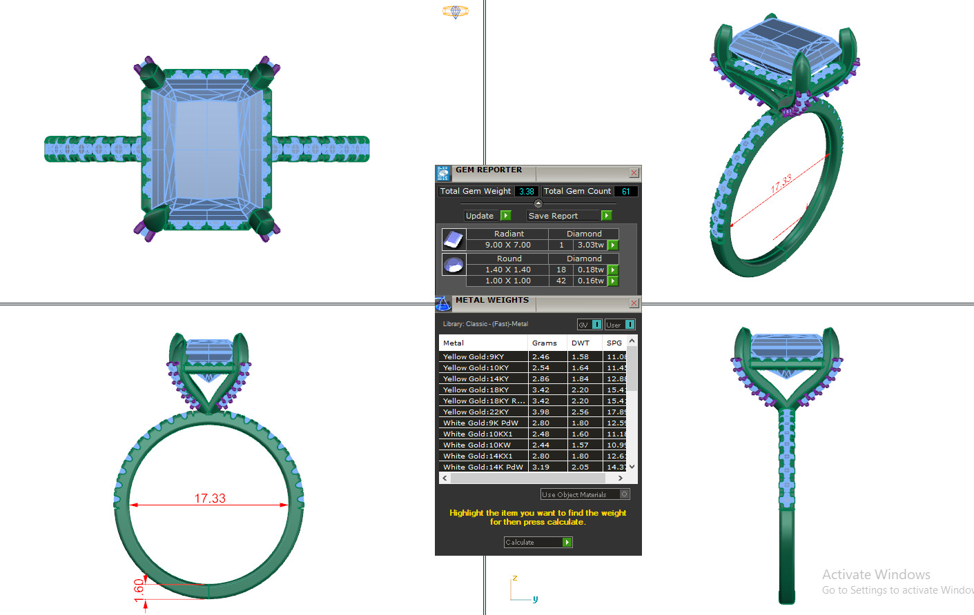RADIANT DIAMOND RING -CAD-003 3D model_13