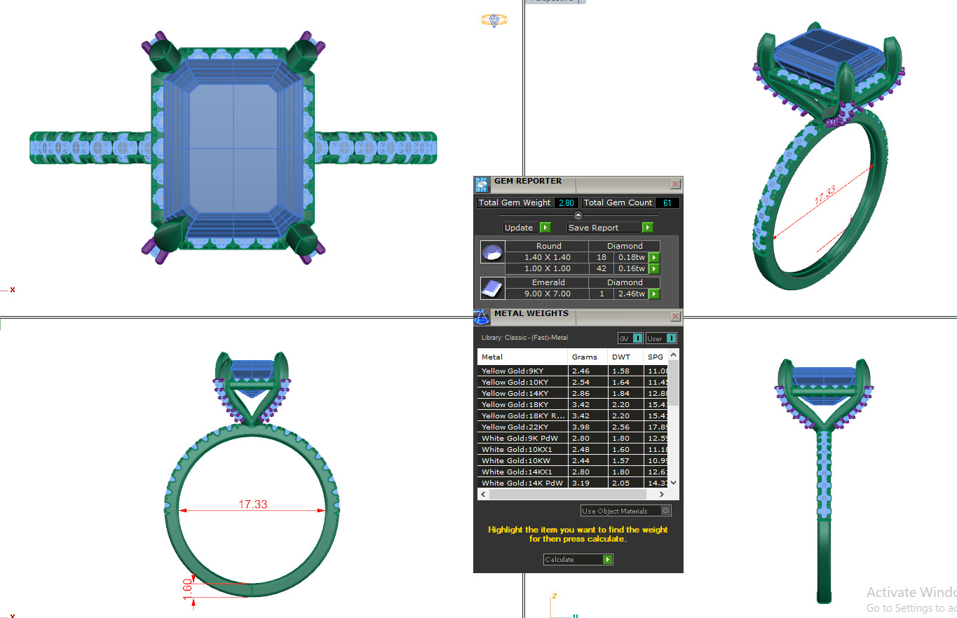 RADIANTDIAMOND RING -CAD-004 3D model_13