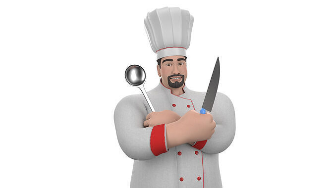 CHEF Anthony - MAYA Rigged and Blender Rigged Low-poly 3D model