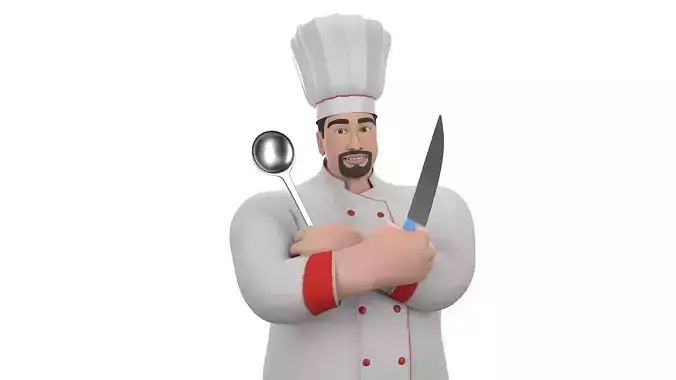 CHEF Anthony - MAYA Rigged and Blender Rigged Low-poly 3D model