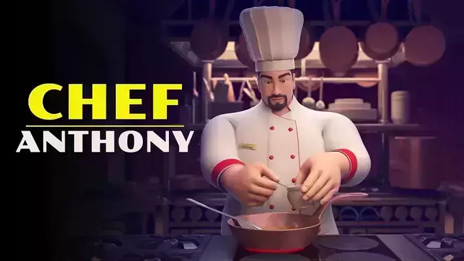 CHEF Anthony - MAYA Rigged and Blender Rigged Low-poly 3D model