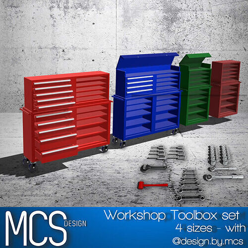 Workshop Toolbox Set with Draws N Tools 3D print model
