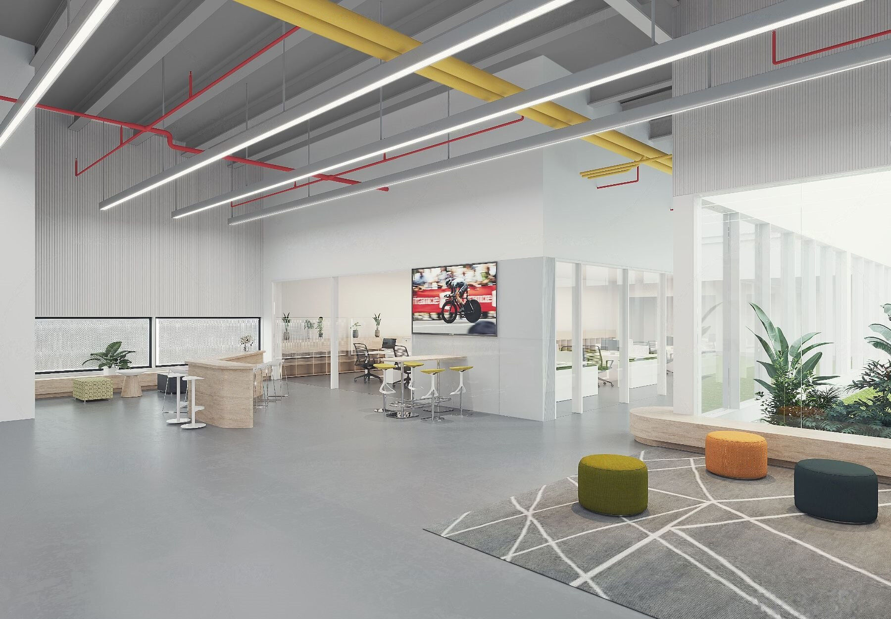 Modern reception lobby Interior 3D model_2