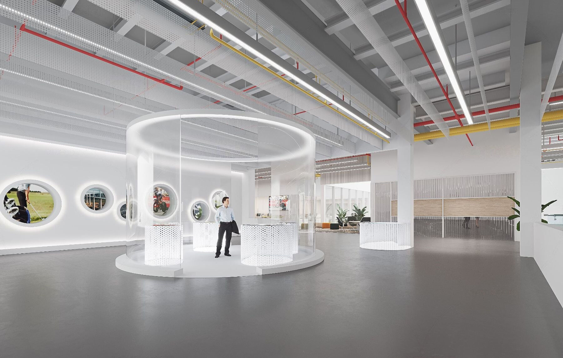 Modern reception lobby Interior 3D model_1