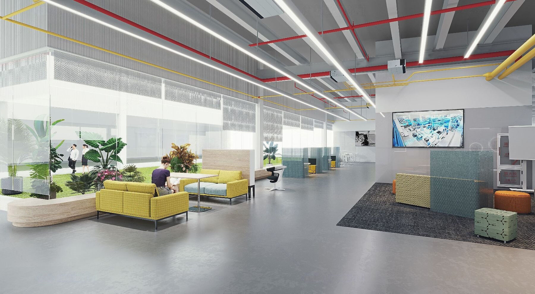 Modern reception lobby Interior 3D model_3