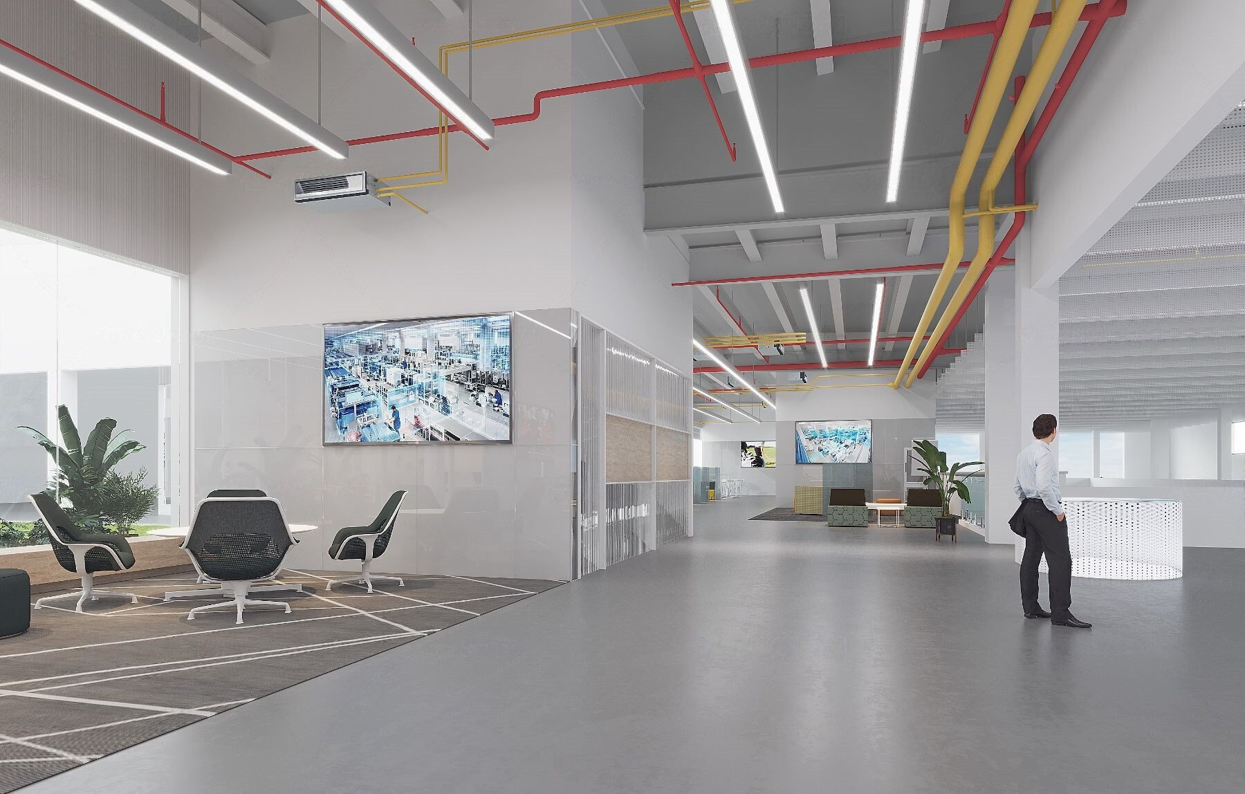 Modern reception lobby Interior 3D model_4