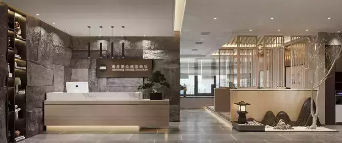 chinese reception lobby office interior