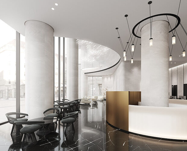 Modern reception lobby Interior 3D model