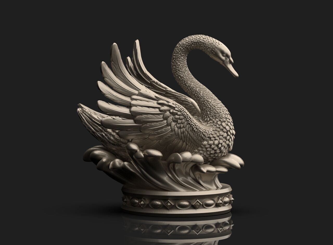 Swan Sculpture 3D print model_7