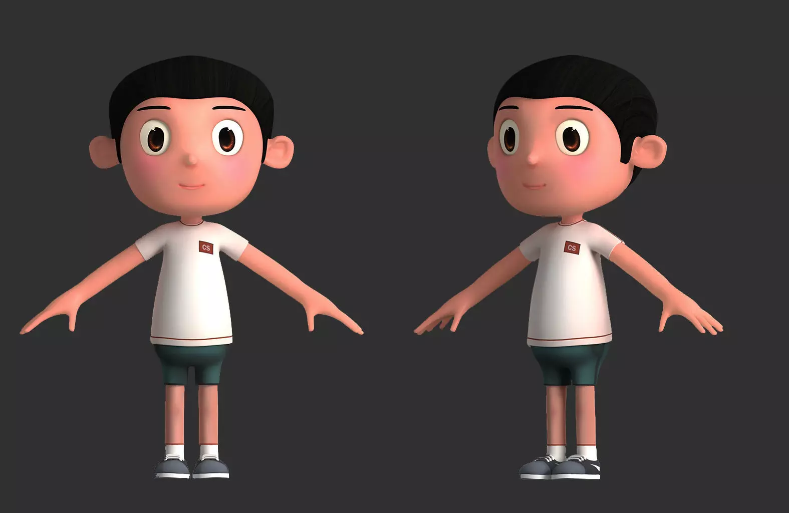 cartoon boy child student 3D model_0