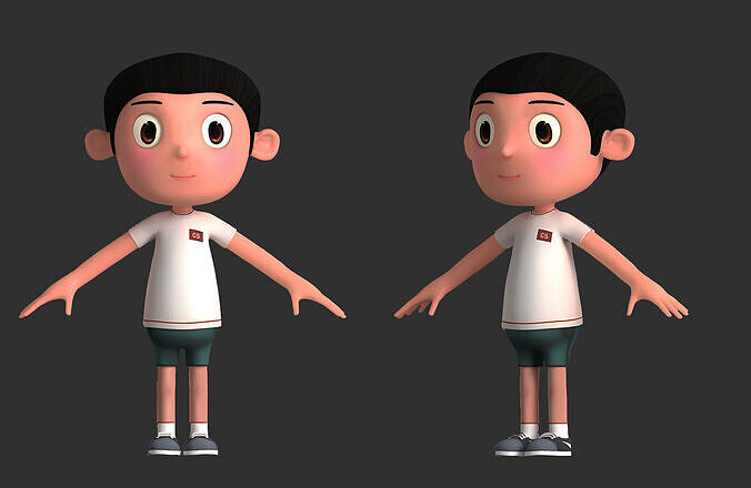 cartoon boy child student 3D model