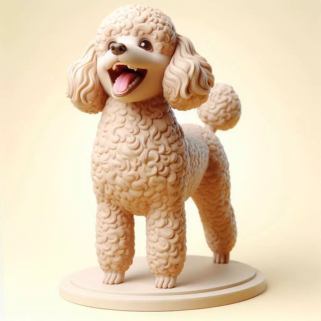 798 Laughing Poodle Totem Full Body 3D Model pug 3D print model_0
