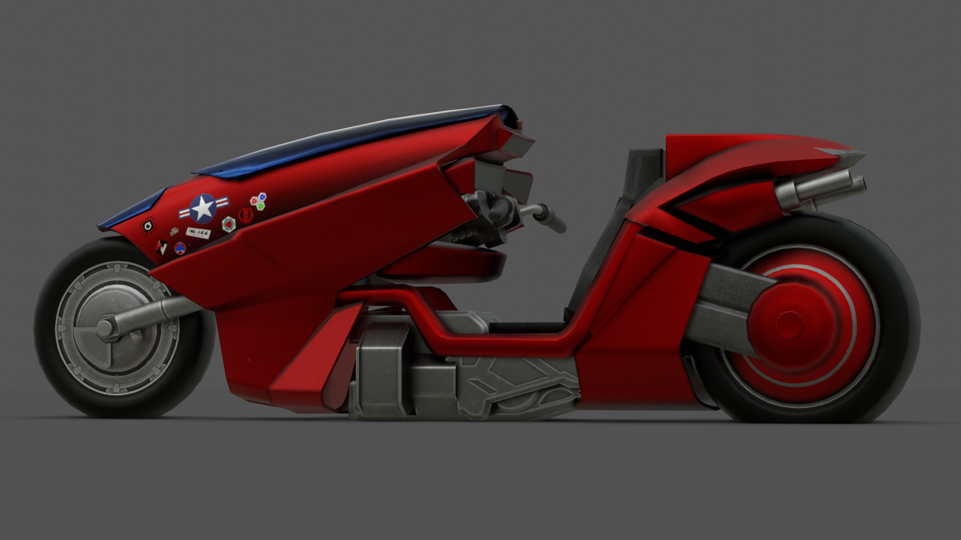 Free Akira Bike Futuristic Sci-Fi Motorcycle 3D Model Free low-poly 3D model_3