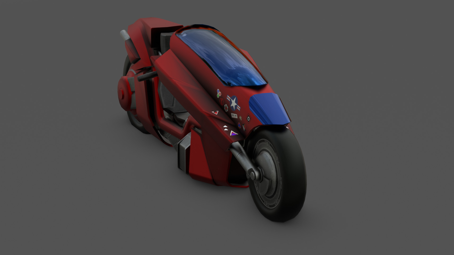 Free Akira Bike Futuristic Sci-Fi Motorcycle 3D Model Free low-poly 3D model_10