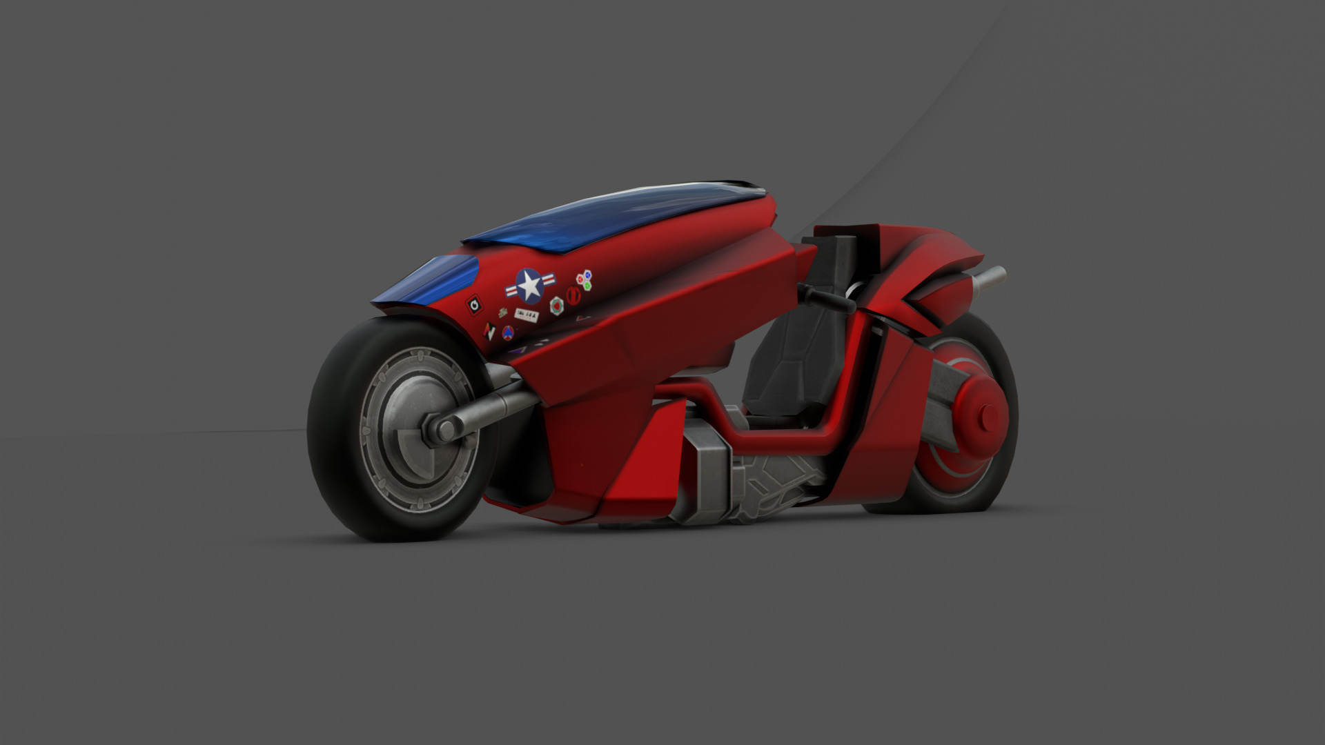 Free Akira Bike Futuristic Sci-Fi Motorcycle 3D Model Free low-poly 3D model_5