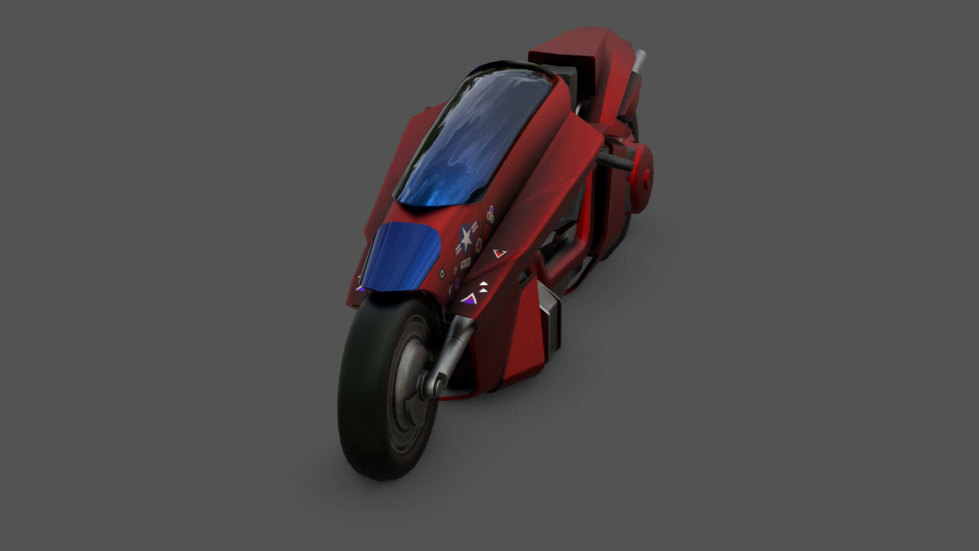 Free Akira Bike Futuristic Sci-Fi Motorcycle 3D Model Free low-poly 3D model_11