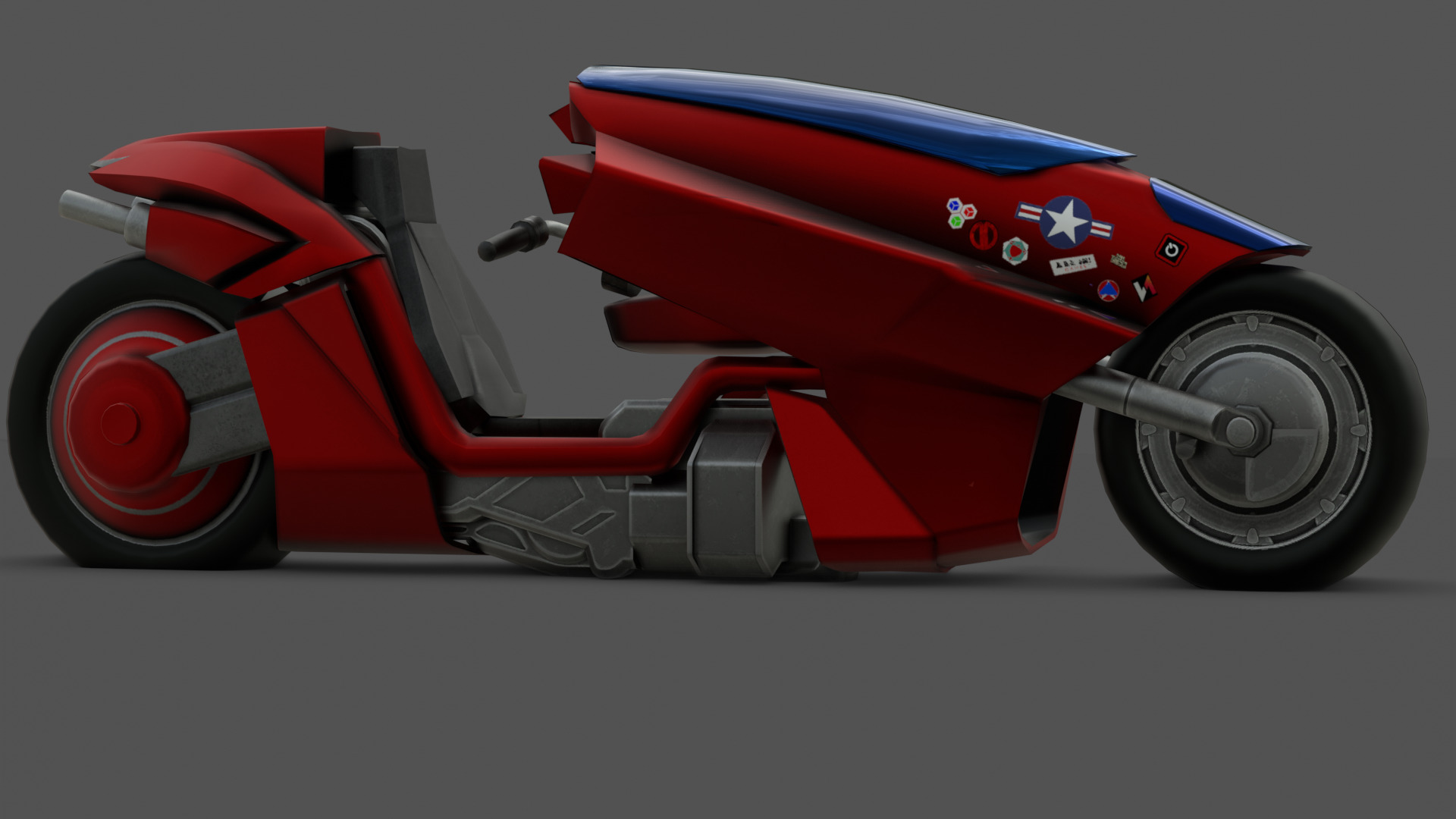 Free Akira Bike Futuristic Sci-Fi Motorcycle 3D Model Free low-poly 3D model_9