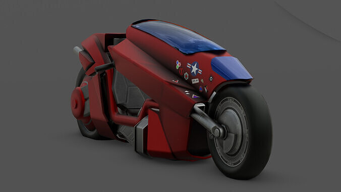Free Akira Bike Futuristic Sci-Fi Motorcycle 3D Model Free low-poly 3D model