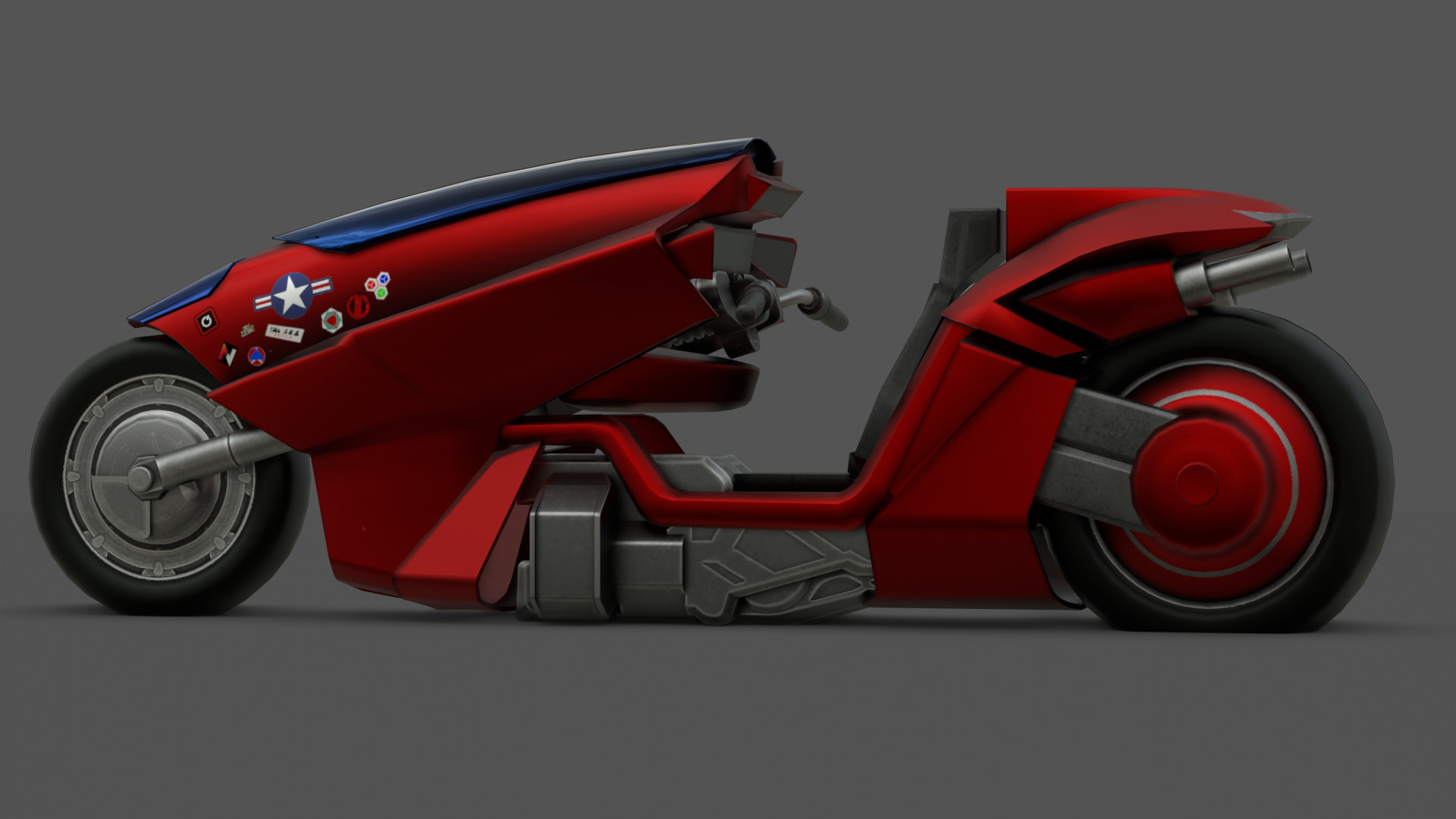 Free Akira Bike Futuristic Sci-Fi Motorcycle 3D Model Free low-poly 3D model_6