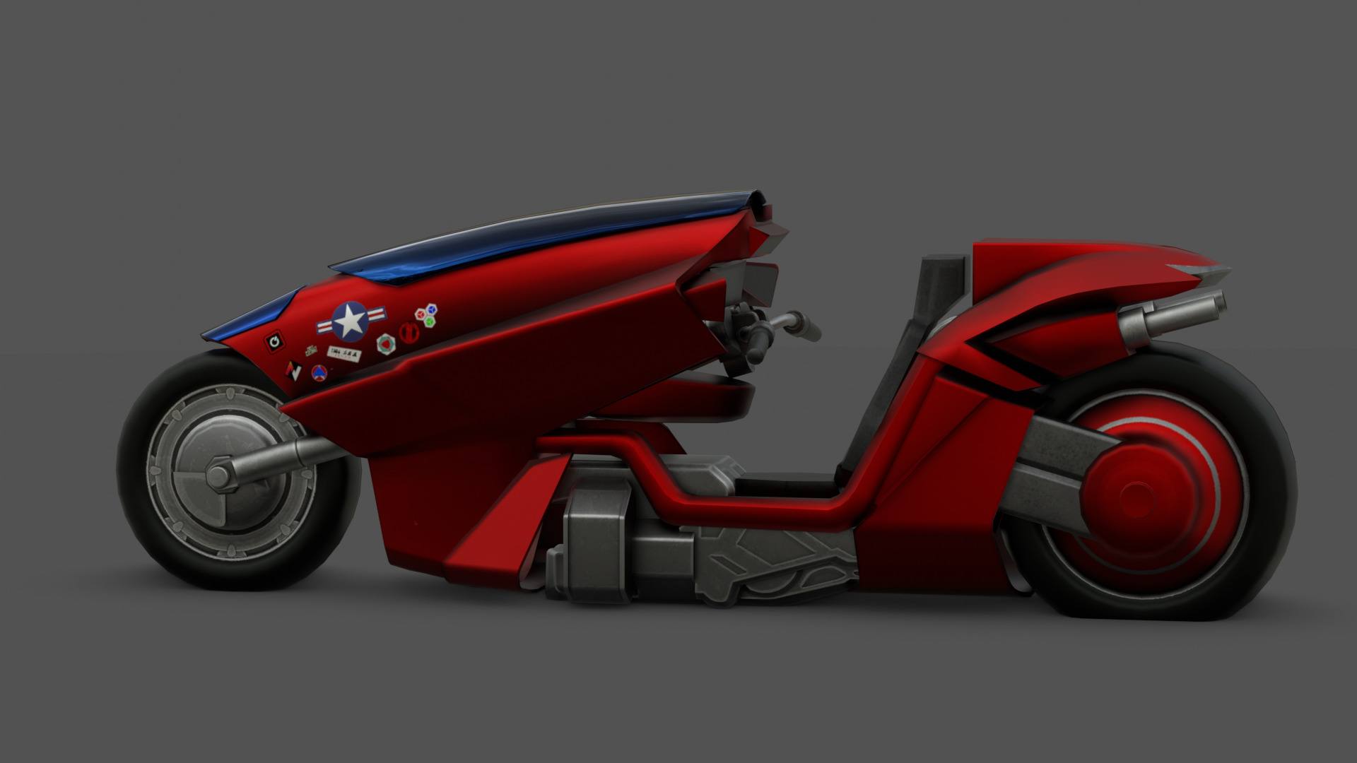 Free Akira Bike Futuristic Sci-Fi Motorcycle 3D Model Free low-poly 3D model_4