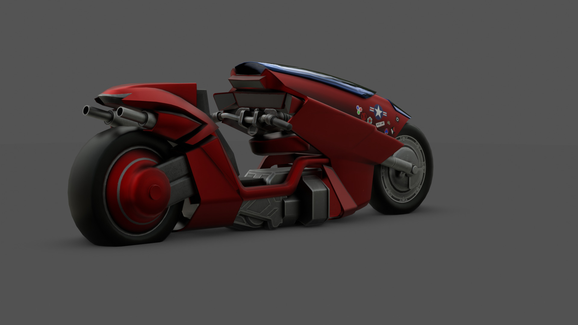 Free Akira Bike Futuristic Sci-Fi Motorcycle 3D Model Free low-poly 3D model_8