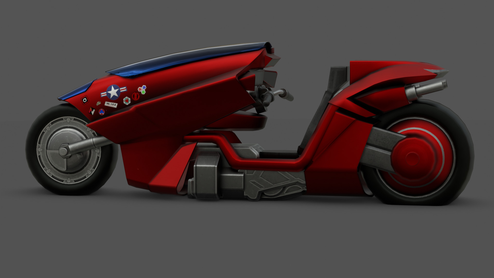 Free Akira Bike Futuristic Sci-Fi Motorcycle 3D Model Free low-poly 3D model_2