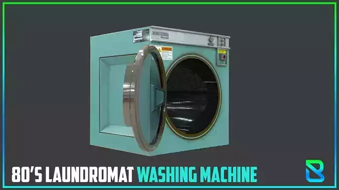 1980s Laundromat Washing Machine Low-poly 3D model