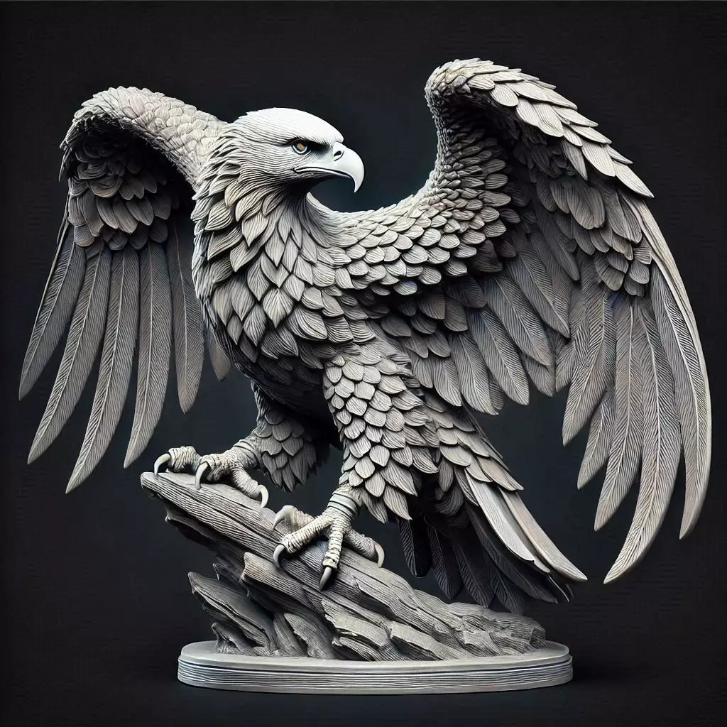 Majestic Eagle Sculpture on Rocky Base 3D print model_0