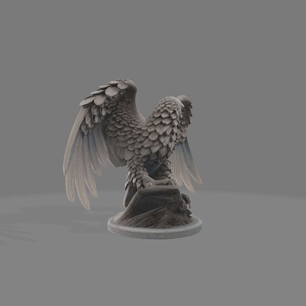 Majestic Eagle Sculpture on Rocky Base 3D print model_3
