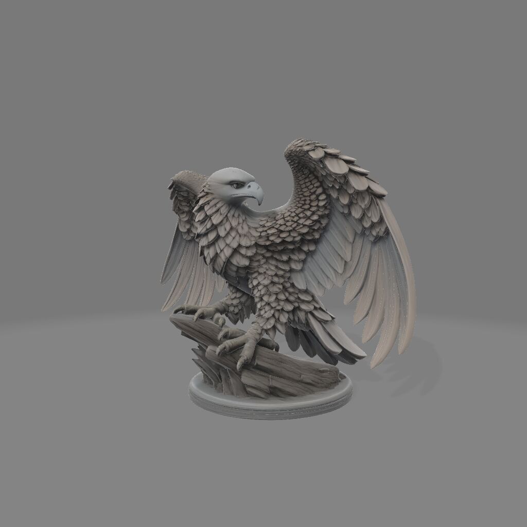 Majestic Eagle Sculpture on Rocky Base 3D print model_2