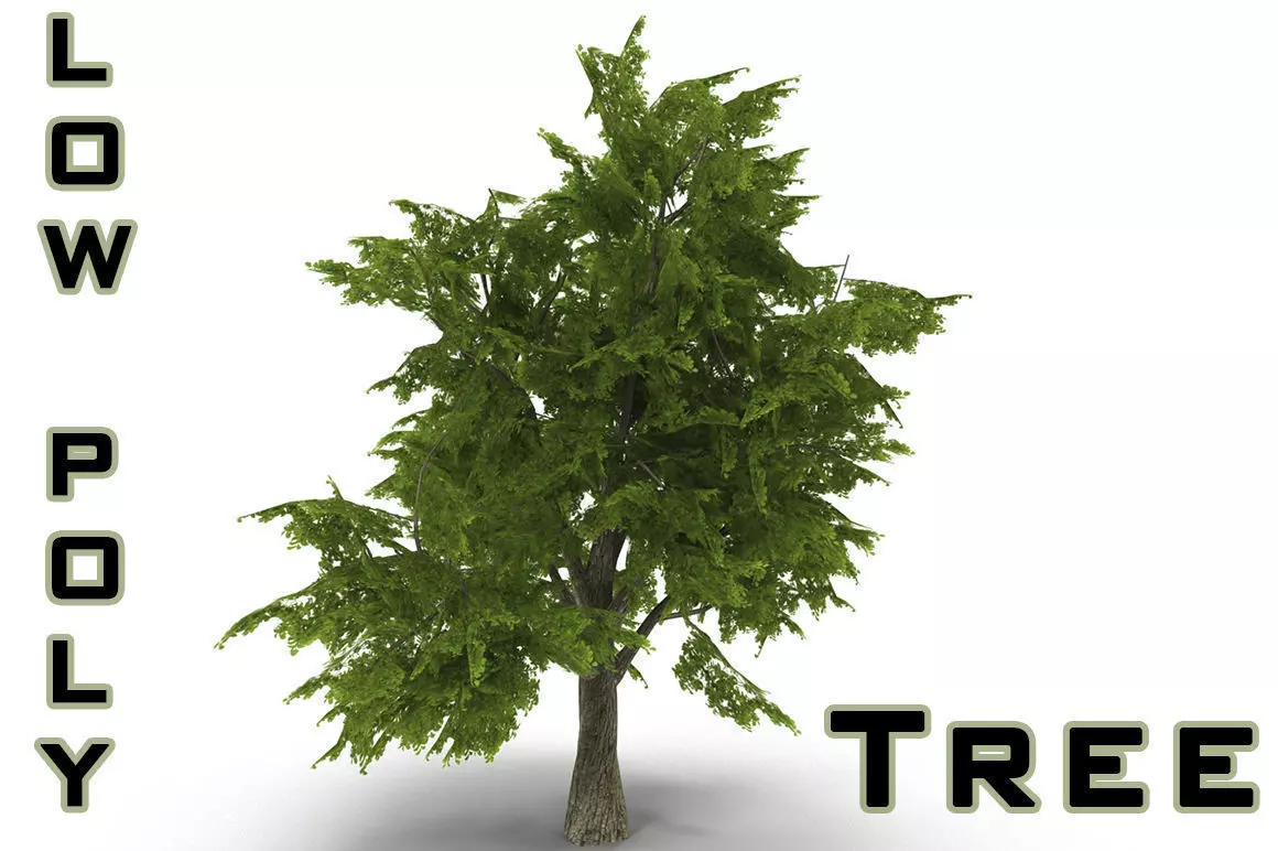 Tree LOW POLY juniper Low-poly 3D model_0