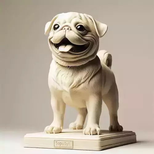 800 Laughing Pug  Ivory Style 3D Printed Statue  magic
