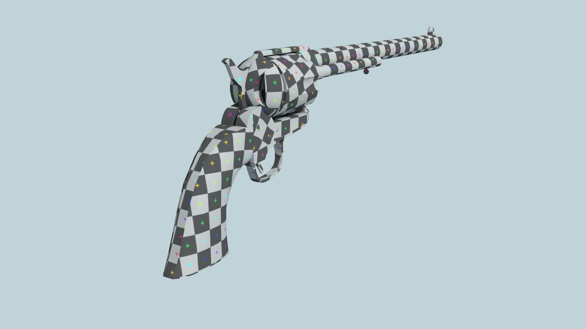 Colt Buntline Special Revolver with Ammo Low-poly 3D model_15
