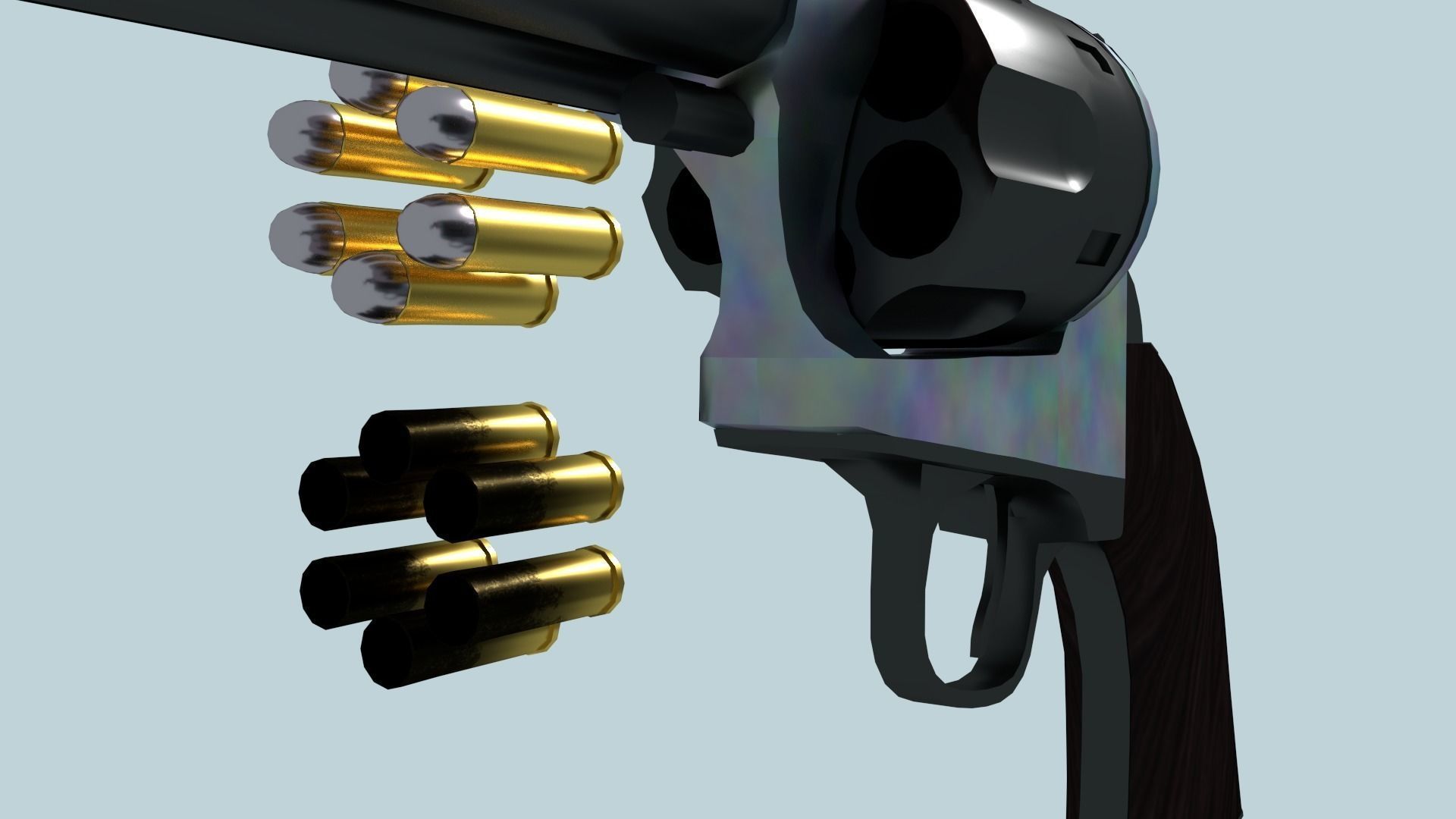 Colt Buntline Special Revolver with Ammo Low-poly 3D model_11