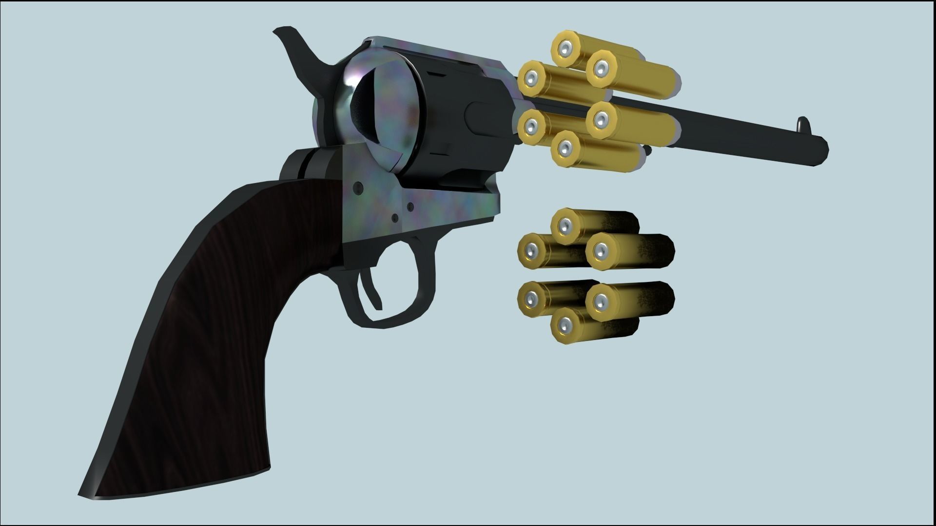 Colt Buntline Special Revolver with Ammo Low-poly 3D model_2