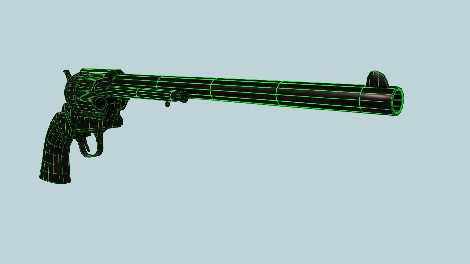 Colt Buntline Special Revolver with Ammo Low-poly 3D model_4