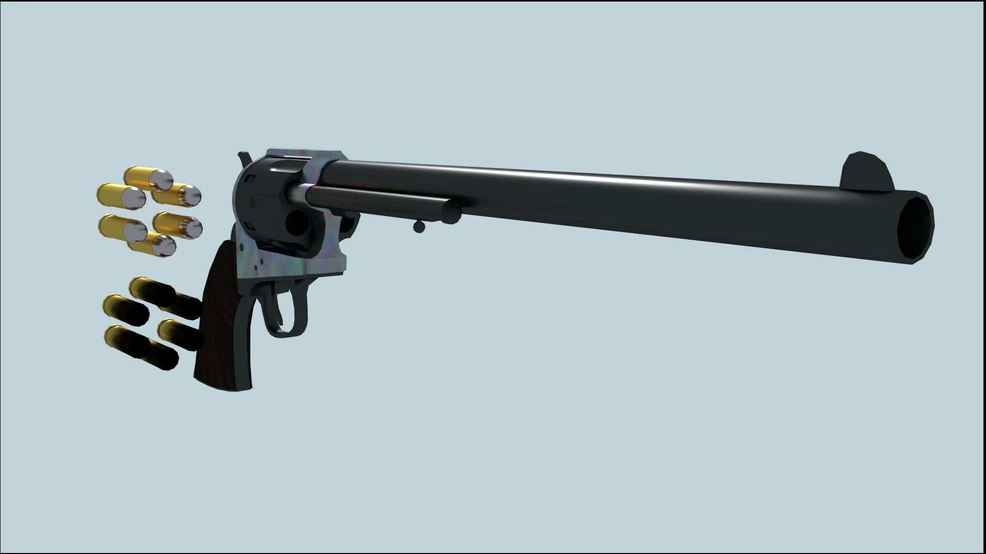 Colt Buntline Special Revolver with Ammo Low-poly 3D model_3