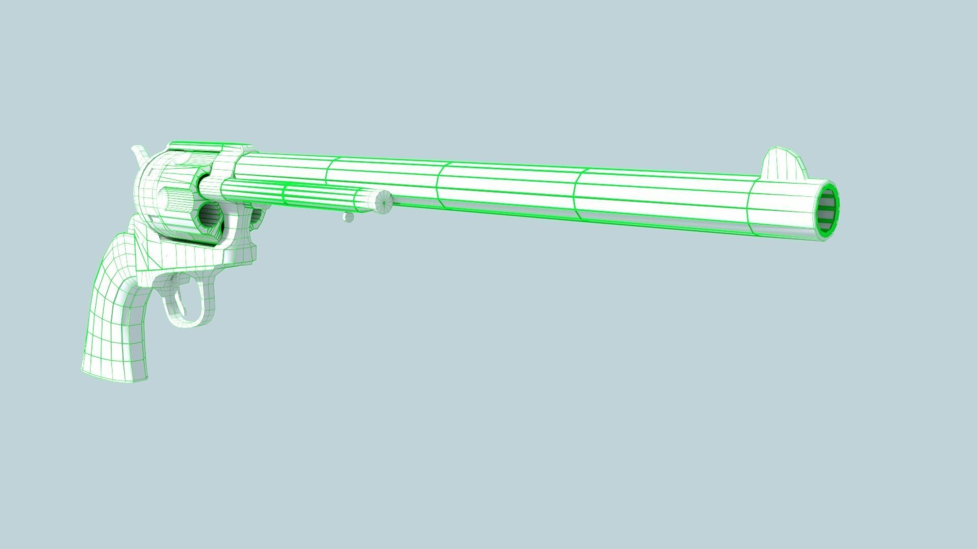 Colt Buntline Special Revolver with Ammo Low-poly 3D model_7