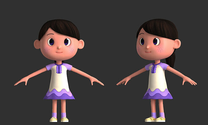cartoon girl student 3D model