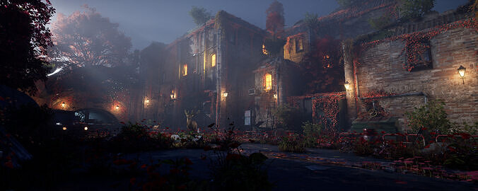 Abandoned City Night Lighting  3D model 6