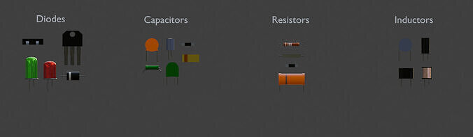 Electrical components  Low-poly 3D model