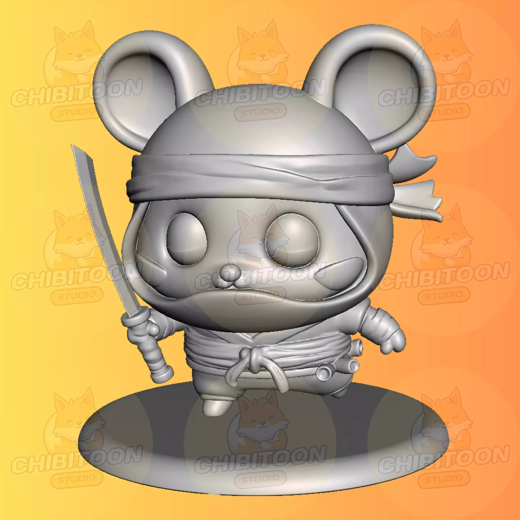 Hamjitsu The Tiny Ninja Hero Chibi Kawaii 3D print model_0